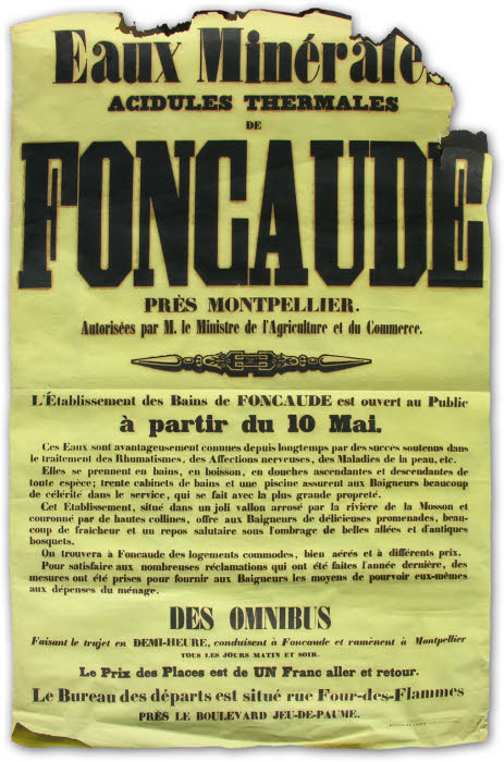 Affiche sur les bienfaits des eaux minérales de Fontcaude.