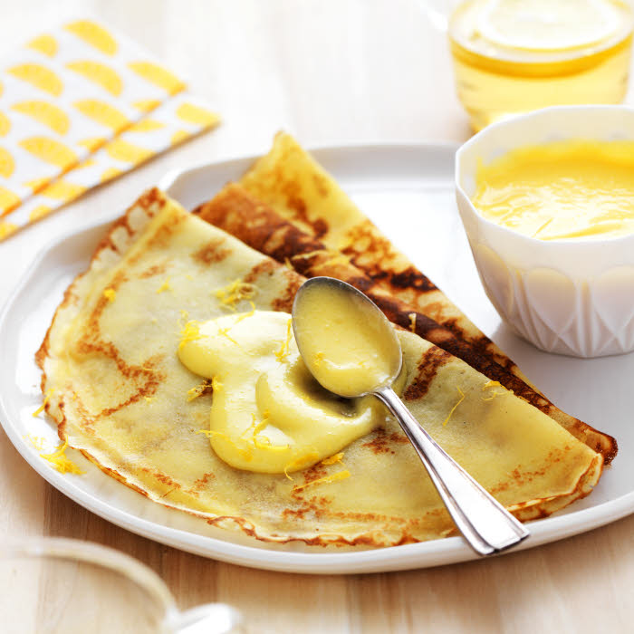 Crêpes sans gluten à la crème citron.