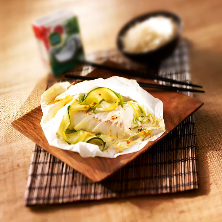 Spécial cuisine asiatique : Papillotes de poisson aux légumes, sauce coco curry
