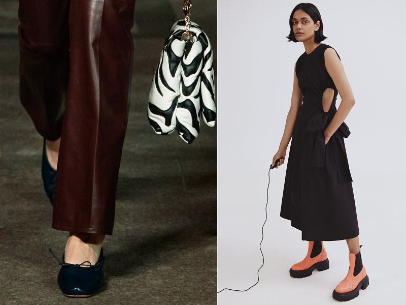 Tendance clé : les talons plats - Looks Lanvin et MSGM.