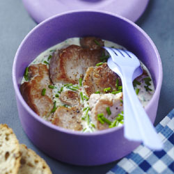 Recette pour lunch box de Yannick Alléno : Filet mignon de porc, moutarde et ciboulette Recette pour lunch box de Yannick Alléno : Filet mignon de porc, moutarde et ciboulette