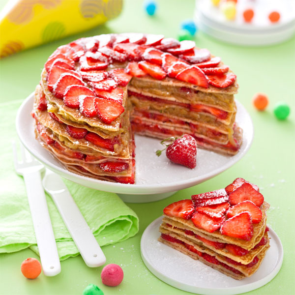 Zoom Gâteau de crêpes fraises-rhubarbe
