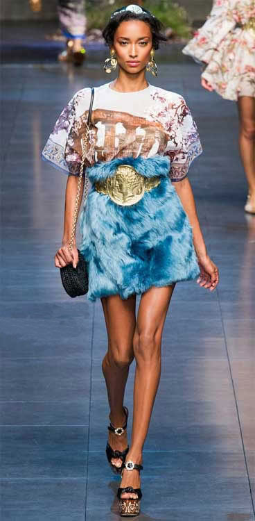 Les pièces découpées portées en jupes ceinturées : collection printemps-été 2014 Dolce & Gabbana