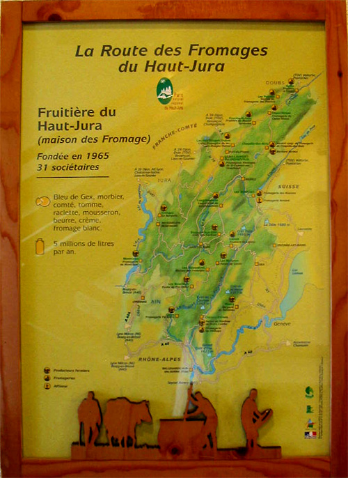 La route des Fromages affichée à la Fromagerie des Moussieres HAUT-JURA (D.R.)