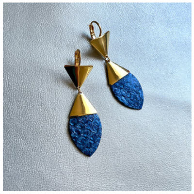 Boucles d'oreilles en cuir marin - nune.fr Boucles d'oreilles en cuir marin - nune.fr