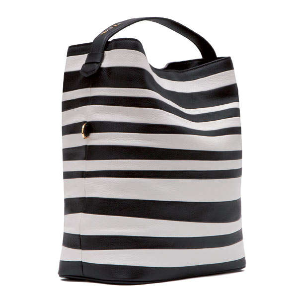 Sac PAULE KA en toile grainée à rayures bicolores Sac PAULE KA en toile grainée à rayures bicolores