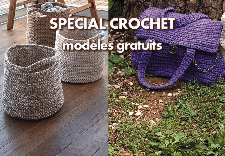 Modèles gratuits : crobeilles, sac à rabat et panier niche à crocheter