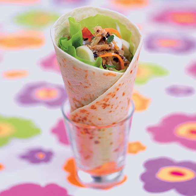 Zoom recette Tortillas de salade paradis à l'émietté de maquereau