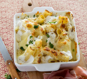 Recette all'italiana - Rigatoni al formaggio e parma (gratin de pâtes aux 4 fromages)