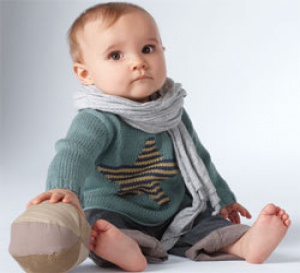 Pull layette pour bébé en jersey jacquard à motif étoilé - Explications gratuites
