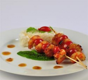 recette : brochettes de crevettes marinées au sirop d'agave