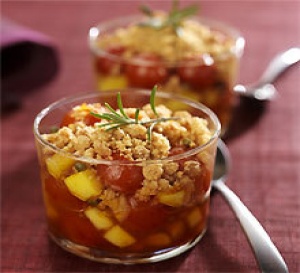 recette : Crumble de tomates cerise à la mangue et aux épices