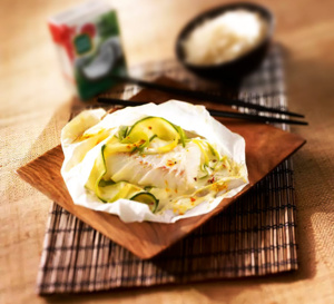 Spécial cuisine asiatique : papillotes de poisson aux légumes, sauce coco curry