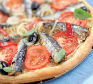 Tarte aux oignons et sardines en conserve aux 2 piments