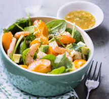 Salade de crevettes aux abricots et au piment d’Espelette