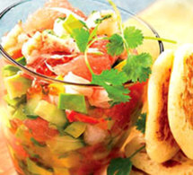 Tartare de pamplemousse de Floride, crevettes et avocats