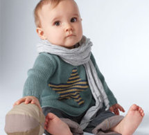 Pull layette pour bébé en jersey jacquard à motif étoilé - Explications gratuites