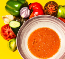 Recette rapide de chef : gaspacho de tomates, concombre et poivrons