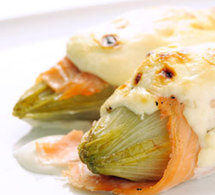 Endives gratinées au saumon et au mascarpone