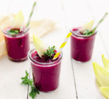 Gaspacho d'endives et de betteraves rouges, au miel