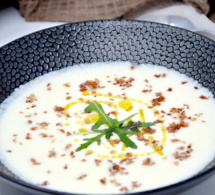 Gaspacho d’Asperges des Sables des Landes et chips de jambon de pays