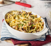 Spaghettis noirs aux champignons à la crème au parmesan