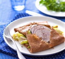 galettes de blé noir aux poireaux fondants et andouille de Guémené