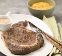 entrecôte snackée au foie gras et sa purée de potimarron par Marc Boissieux