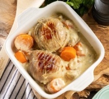Paupiettes de veau carottes &amp; champignons, sauce crémeuse